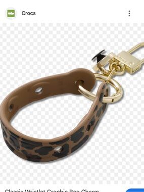 CROCS Brown Leopard Print Wristlet Keychain with Gold Hardware